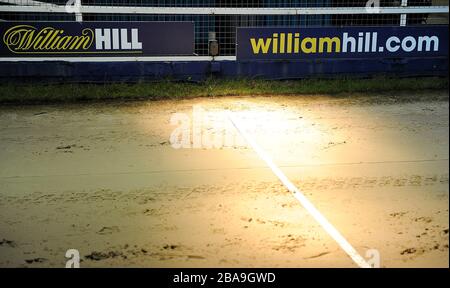 Allgemeiner Blick auf das William Hill Branding im Wimbledon Greyhound Stadium Stockfoto