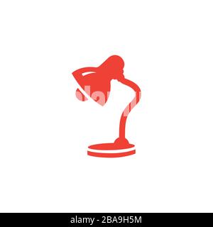 Rotes Symbol Der Tischleuchte Auf Weißem Hintergrund. Rote Vektor-Grafik Mit Flacher Form. Stock Vektor