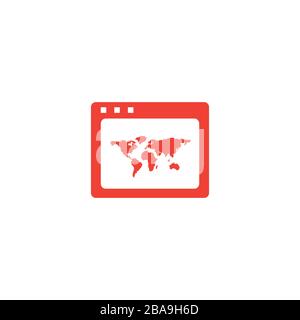 Das Symbol "World Wide Web Red" Auf Weißem Hintergrund. Rote Vektor-Grafik Mit Flacher Form Stock Vektor