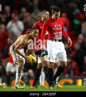 Robin van Persie (rechts) von Manchester United nach dem Spiel Stockfoto