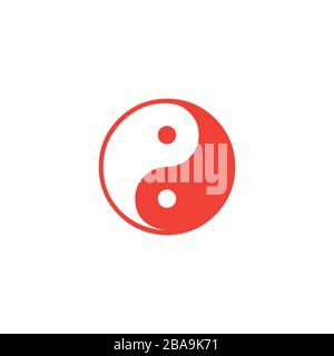 Yin- Und Yang-Rot-Symbol Auf Weißem Hintergrund. Rote Vektor-Grafik Mit Flacher Form Stock Vektor