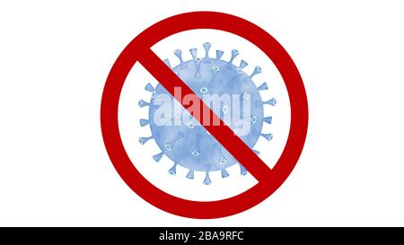 Zeichen Vorsicht Coronavirus. Stoppen Sie den Covid-19-Ausbruch. Corona-Virusgefahr und eine Erkrankung des Gesundheitsrisikos. Medizinisches Konzept für eine gefährliche Grippepandemie. Digital Stockfoto