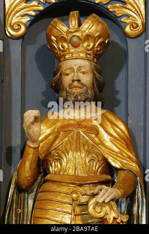 St. Casimir, Statue auf dem Hochaltar in der Pfarrkirche St. Barbara in Vrapce, Zagreb, Kroatien Stockfoto