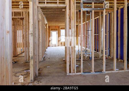 Innenansicht eines Haus im Bau home Framing Stockfoto