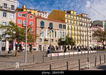 Lissabon, Portugal 8. März 2020: Casa dos Bicos Literaturmuseum Stockfoto