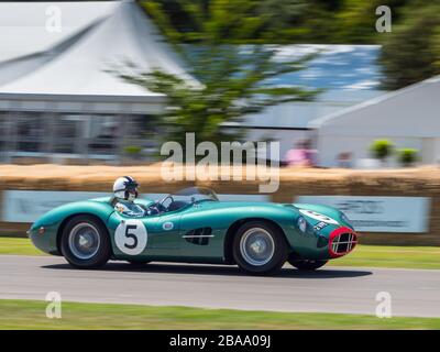 1959 Aston Martin DBR1 Classic Le Mans Rennwagen, Goodwood West Sussex UK Stockfoto