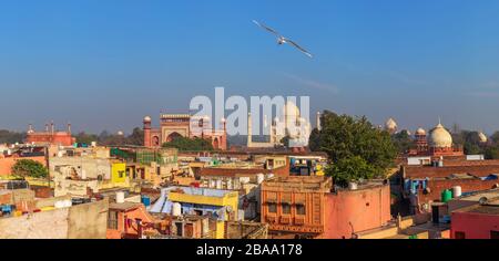 Agra View und Taj Mahal im Hintergrund, Indien Stockfoto