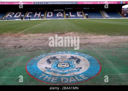 Ein allgemeiner Blick auf die Crown Oil Arena von Rochdale Stockfoto