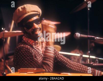 Stevie Wonder Singer-Song-Writer Multiinstrumentalist, der 1973 auf der Bühne New York auftrat Stockfoto
