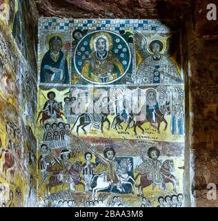 Fresko in der orthodoxen Kirche Abraha wa Atsbaha, Gheralta-Region, Tigray, Äthiopien Stockfoto