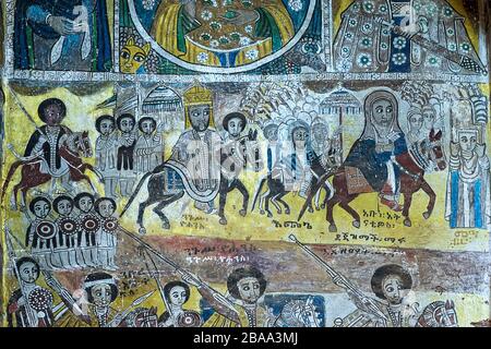 Fresko in der orthodoxen Kirche Abraha wa Atsbaha, Region Gheralta, Tigray, Äthiopien Stockfoto