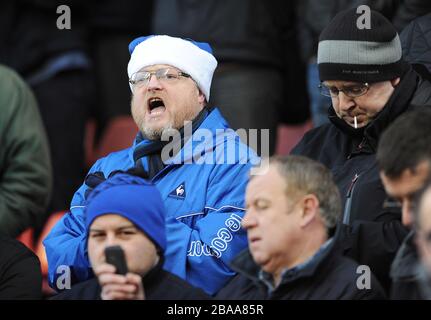 Everton-Fans auf der Tribüne im Britannia Stadium Stockfoto