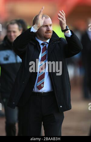 Burnley-Manager Sean Dyche lobt die fans Stockfoto