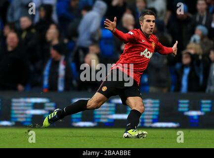 Robin Van Persie von Manchester United feiert das dritte Tor seiner Seite Stockfoto