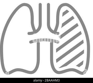 Symbol für die Wunde der menschlichen Lungenlinie. Atemwegserkrankungen, infiziertes Organ, Lungenödem, Symbol für Pneumonie Stock Vektor