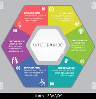 Illustration der bunten Infografik modern Business mit Titel, Elementen, kreativen Formen - Vektor Stock Vektor