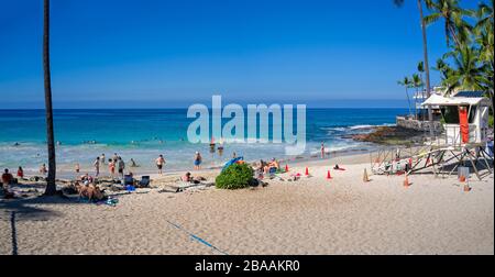 Panorama von Laaloa (Magic Sands, White Sands) Beach und Bay in South Kona, Hawaii Island, USA Stockfoto