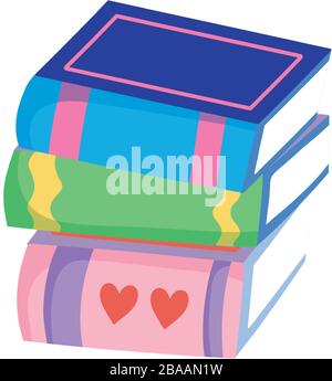 Literatur zu gestapelten Büchern Lesen Sie isolierte Symbolvektorabbildung Stock Vektor