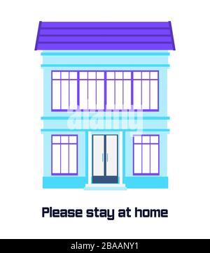 Vektor der Haussymbole. Der Slogan lautet: Bleiben Sie zu Hause, um Coronavirus zu verhindern. Soziale Kampagne und Unterstützung von Menschen in Stock Vektor