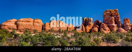 Blick auf die Nadelfelsen im Canyonland National Park, Utah, USA Stockfoto