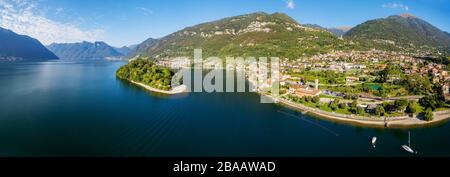 Isola Comacina - Ossuccio - Comer See (IT) - Luftbild Stockfoto