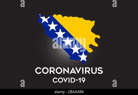 Coronavirus in Bosnien und Herzegowina und Länderflaggen innerhalb der Landesgrenze Kartendesign für Vektoren. Covid-19 mit Bosnien und Herzegowina Karte mit National Stock Vektor