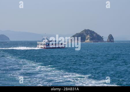 Ishizaki Kisen Highspeed Ferry Shoko auf dem Weg von Matsuyama nach Hiroshima, Japan Stockfoto