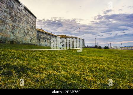 Blick auf Fort Independence auf Castle Island in boston Stockfoto