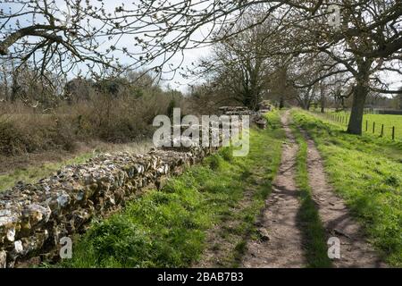 Fußweg rund um die Silchester Roman Town Wall in Hampshire, Großbritannien Stockfoto