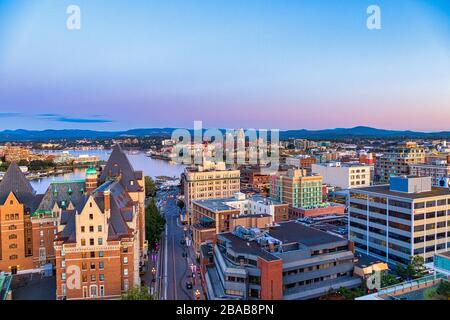 Downtown Victoria and Victoria Harbour, British Columbia, Kanada. Stockfoto