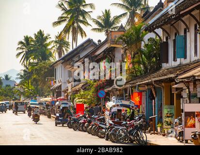 Straßenszene in Luang Prabang / Laos Stockfoto