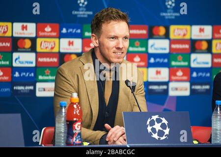Leipzig, 20. März 2020: Cheftrainer Julian Nagelsmann aus Leipzig beim Spiel Leipzig gegen Tottenham in der Leipziger Arena zuvor Stockfoto