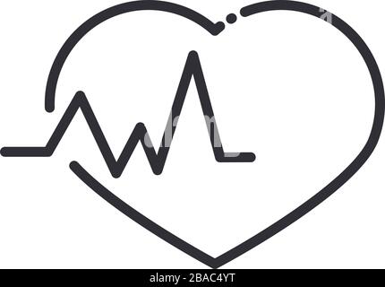 Online-Gesundheit, Herzschlag medizinische Kardiologie Vektordarstellung Kovid 19 pandemic line Icon Stock Vektor
