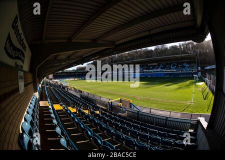 Ein allgemeiner Blick auf den Adams Park, der vor Spielbeginn die Wycombe Wanderers beherbergt Stockfoto