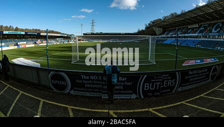 Ein allgemeiner Blick auf den Adams Park, der Heimat der Wycombe Wanderers Stockfoto