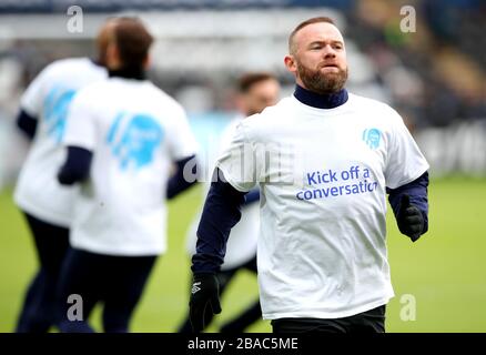 Wayne Rooney von Derby County während der Vorrundenaufwärmphase vor Beginn der Partie Stockfoto