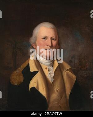 General William Moltrie diente während der amerikanischen Revolution in der American Continuential Army. Als Oberst, der eine Staatsmiliz leitete, verhinderte er 1776, dass die britischen Kommandeure Henry Clinton und Peter Parker Charleston gefangen nahmen. Fort Sullivan wurde später zu seinen Ehren in Fort Moltrie umbenannt (BSLOC 2019 3 169)