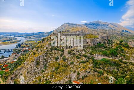 Historische Ruinen der Burg Rozafa in Shkoder Albania Stockfoto