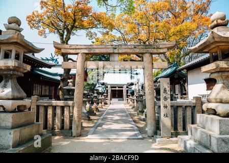 Ehime, Shikoku, Japan - 21. April 2019: Schloss Imabari Schrein Stockfoto