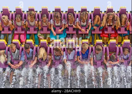 Riesenschwungdeck Spin Fresh, Fahrt auf dem Wies'n, Oktoberfest, München, Oberbayern, Bayern, Deutschland Stockfoto