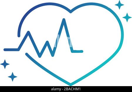 Online-Gesundheit, Herzschlag medizinische Kardiologie Vektordarstellung Kovid 19 pandemic Gradientenlinie Symbol Stock Vektor