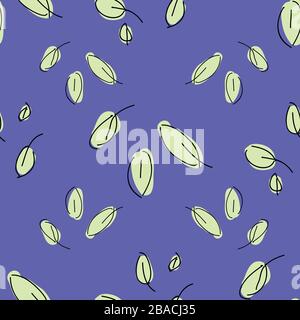 Gestreute Blätter auf blauem Hintergrund, nahtloses Vektor-Wiederholmuster, floral. Einfaches Muster für Textil. Stock Vektor