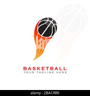 Dieses Logo hat ein Bild von einen Basketball in einen Korb Basketball platziert. Dieses Logo ist auch eine Basketballmannschaft Logo in der Sportplatz verwendet. Aber es Stockfoto