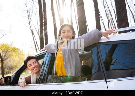 Happy Family Outdoor-Road Stockfoto