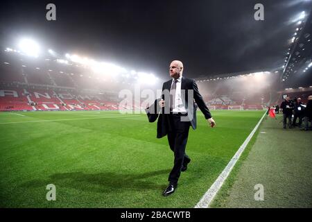 Burnley-Manager Sean Dyche vor dem Spiel auf dem Platz Stockfoto