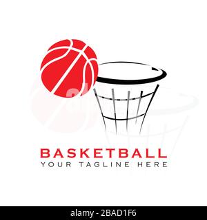 Dieses Logo hat ein Bild von einen Basketball in einen Korb Basketball platziert. Dieses Logo ist auch eine Basketballmannschaft Logo in der Sportplatz verwendet. Aber es Stock Vektor