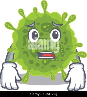 Cartoon-Bild von Coronavirus zeigt ängstliches Gesicht Stock Vektor