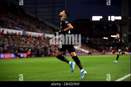 Der Riyad Mahrez von Manchester City feiert das erste Tor seiner Seite Stockfoto
