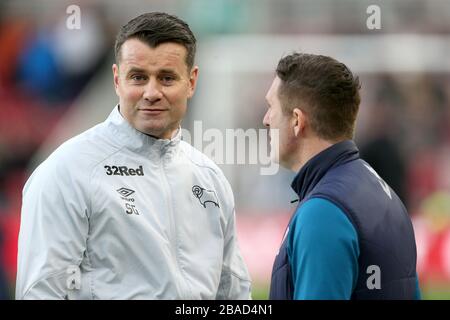 Middlesbrough Torwarttrainer Shay gab (links) und Assistenz-Cheftrainer Robbie Keane Stockfoto
