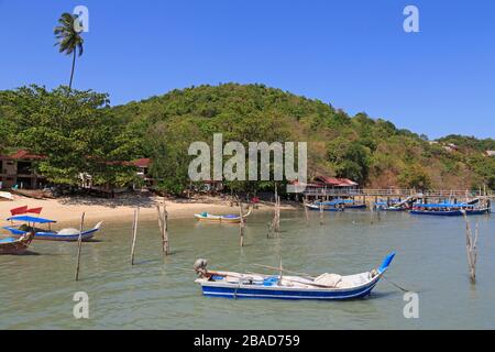 Fischerboote in Porto Malai, Chenang City, Langkawi Island, Malaysia, Asien Stockfoto